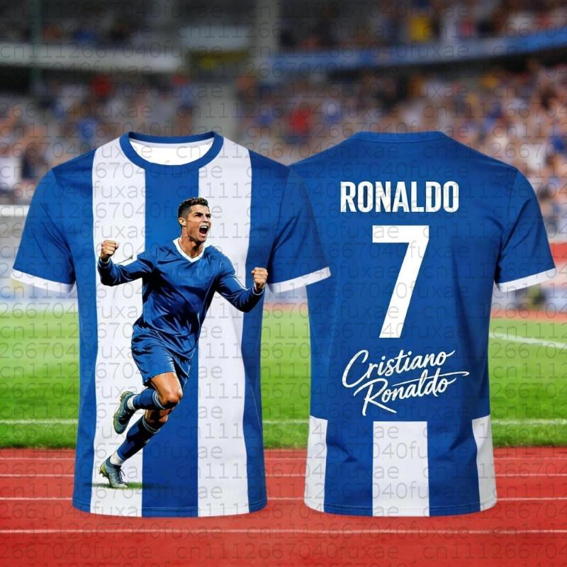 Футбольная футболка Ronaldo #7 Fan Edition для дышащих и удобных футбольных тренировок летом, семейные matching-топы