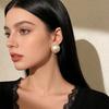 Ретро Серьги-гвоздики с крупным жемчугом из хлопка в стиле Хепберн Женственные Серьги Французский Легкий Люкс Высококачественные Серьги