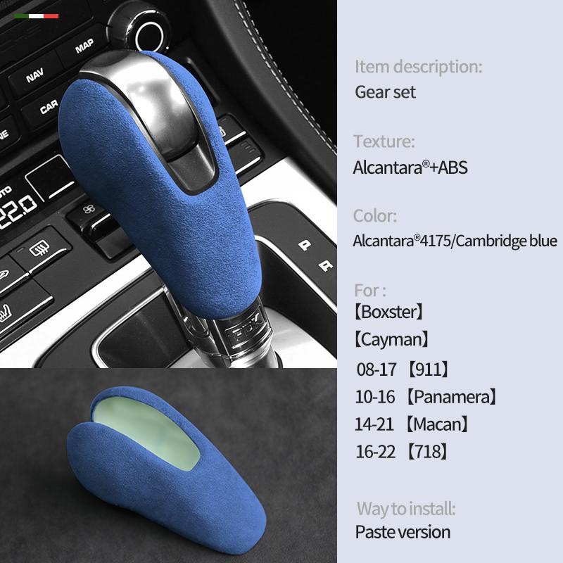 For Porsche Boxster Cayman Panamera Macan 911 718 Car Center Console Gear Shift Head Knob Cover Trim Alcantara Suede Part Refit