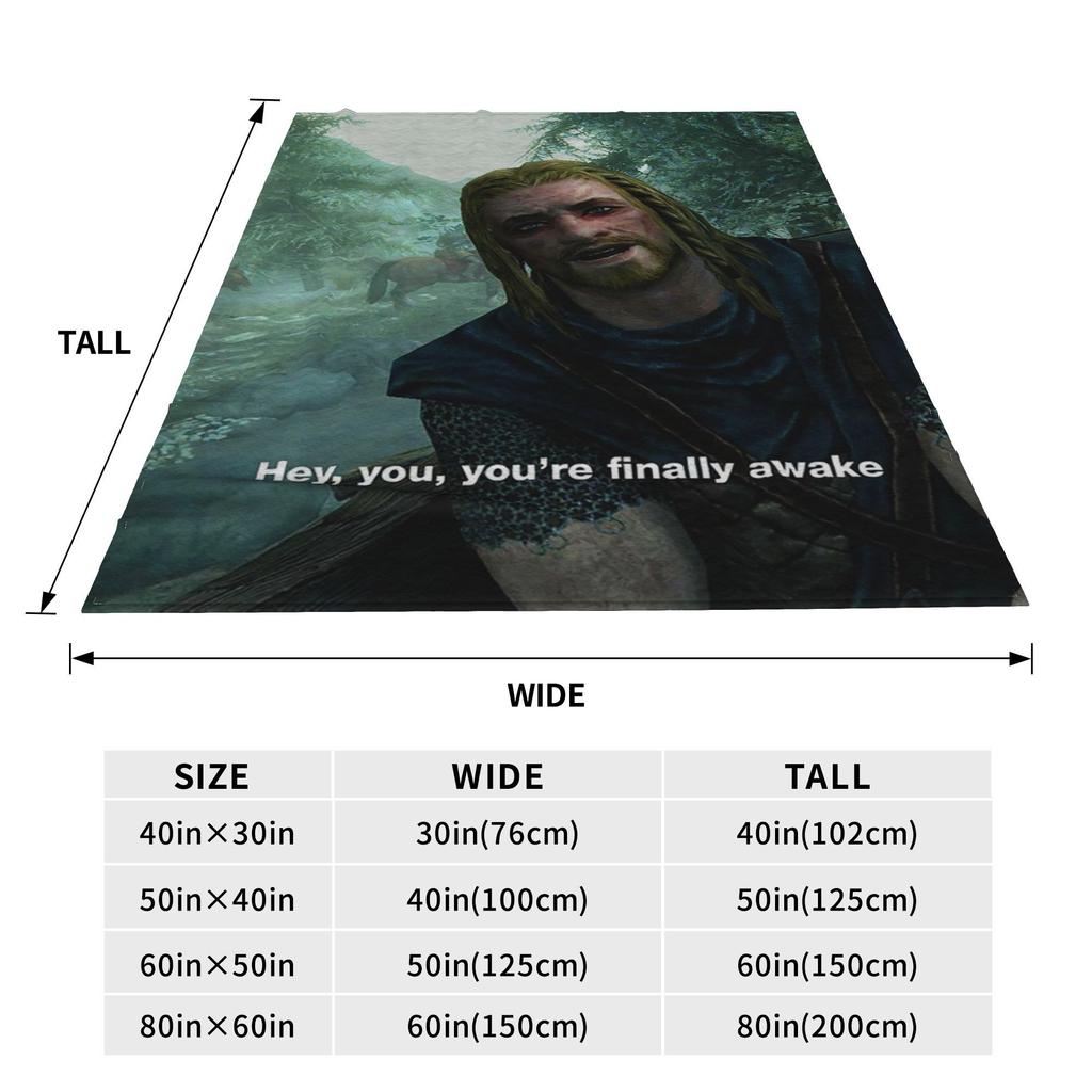 Эй ты Ты наконец проснулся Мем Skyrim Пледы Мягкий теплый фланелевый плед Плюшевый для кровати Гостиной Пикника Путешествий Дома