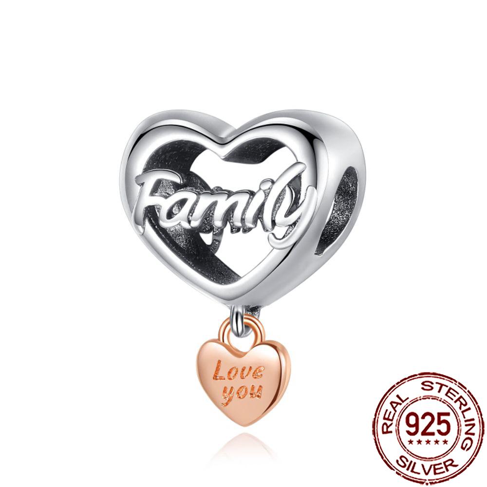 New Charms 925 Silver Sister Daughter Mum Mother Family Love Heart Beads Fit Origina Bracelet Necklace DIY Jewelry