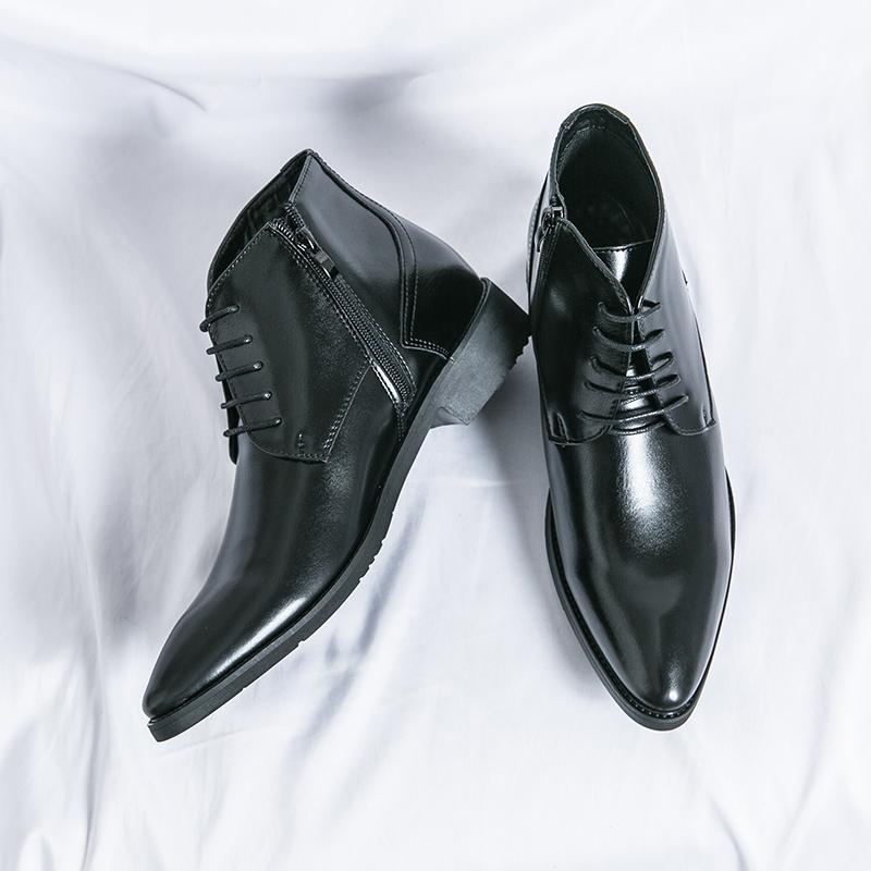 Модные универсальные мужские ботильоны на шнуровке, короткие деловые туфли, формальные туфли с высоким берцем, классические мужские кожаные ботинки в стиле ретро