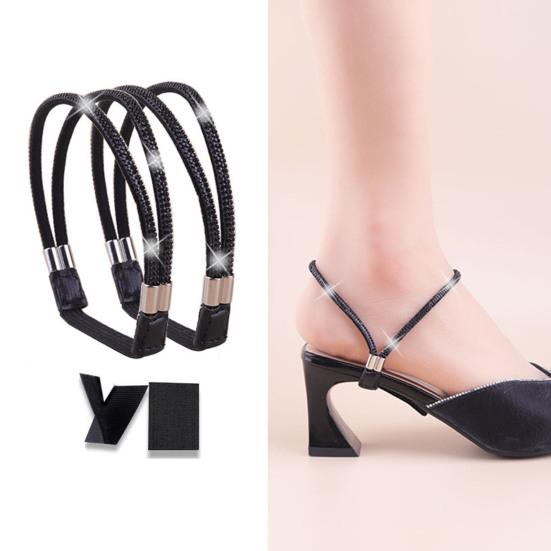 2 шт. эластичные ремешки для обуви на высоком каблуке, нерасстегивающиеся ремешки, съемные ремни для обуви со стразами для сандалий, свободные туфли без застежек, аксессуары для самостоятельного изготовления