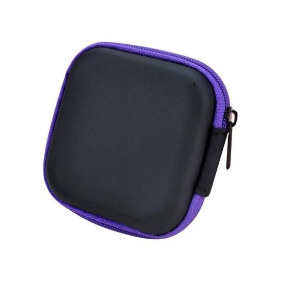 Square Mini Universal Zipper Earphone Cable Data Cord Storage Bag Case Pouch