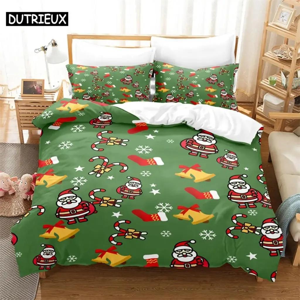 Cartoon Santa Claus Comfortable Duvet Quilt Cover Pillowcase Bedding Set Children Bedroom Decoration Home Textile