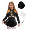 Комплект костюма фокусника для девочек из 4 предметов: боди с пайетками, цилиндр, перчатки, волшебная палочка, цирковой набор для переодевания