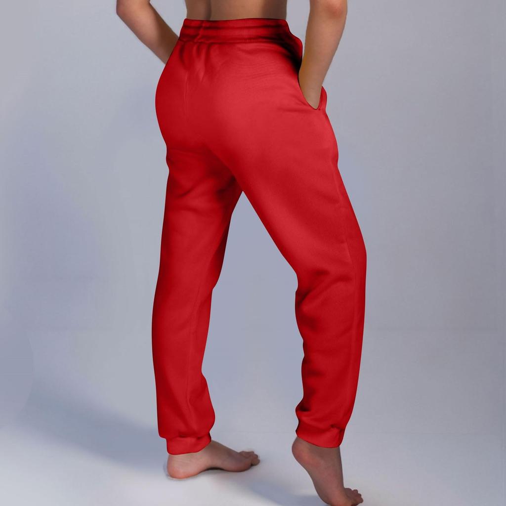 Women Elastic High Waist Pant Casual Active Fit Wide Leg Long Pants Trousers With Pockets