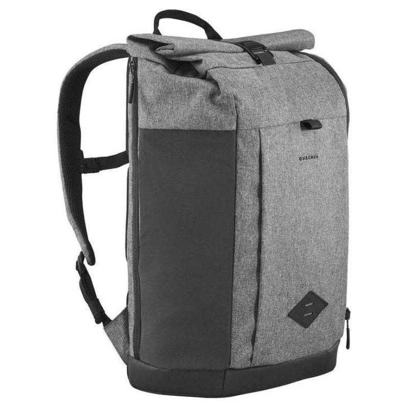 Decathlon 23 л Quechua NH Escape 500 Ролл-топ Универсальный походный рюкзак Сумка для улицы Полиэстер Угольно-серый Унисекс Парный стиль