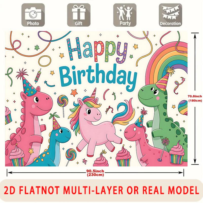 Party Backdrop Happy Birthday Birthday Unicorn Rainbow Photo Booth Background Wall Decor
