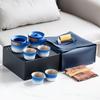 Rough Pottery Gradient Blue Tea Set