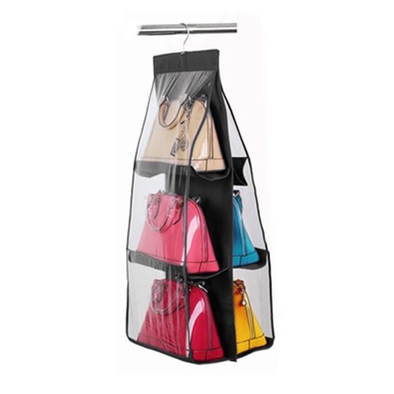 6 Pocket Shelf Bags Purse Handbags Organizer Door Hanging Storage Closet Hanger