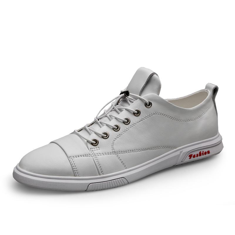 Модная Роскошная Мужская Повседневная Обувь из Натуральной Кожи Классические Мужские Кроссовки на Шнуровке для Улицы Модная Корейская Стильная Простая Обувь Новые Мужские Кроссовки