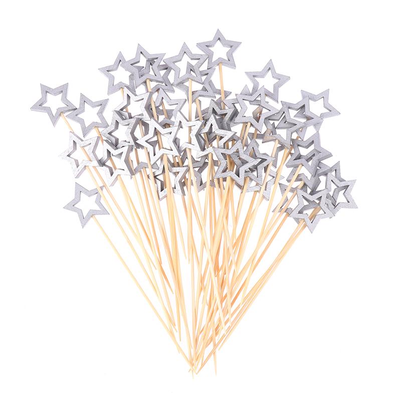 50 шт. одноразовая посуда для вечеринок в форме звезды бамбуковые шпажки еда коктейль фрукты кекс вилка палочки украшения стола принадлежности