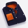 2025 Winter Men's Fleece Lining Thermal Shirt Men Fashion Corduory Thick Shirt Male Casual Button Down Warm Dress Shirts