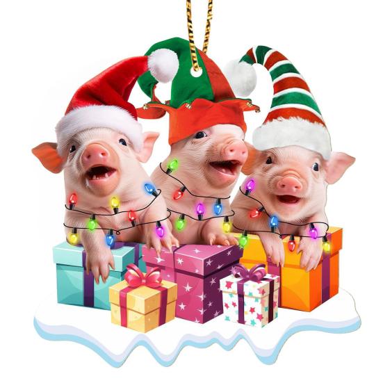 Рождественские украшения Мультяшные животные Санта лось слон подвесное украшение акриловый кулон с шнурком для домашнего декора елки