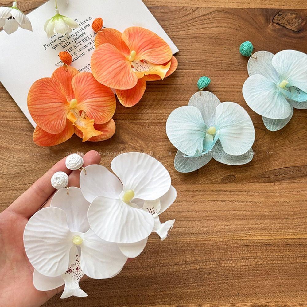 Simulated Flower Butterfly Orchid Earrings Beach Jewelry Flower Earrings  Women