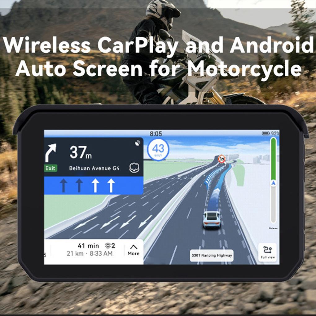 Мотоцикл Carplay IP65 Водонепроницаемый 1080P 5-дюймовый WiFi беспроводной Android-Auto DVR монитор Видеорегистратор Навигация для мотоцикла