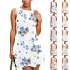 Женское летнее платье повседневное без рукавов с круглым вырезом с цветочным принтом сарафан-майка