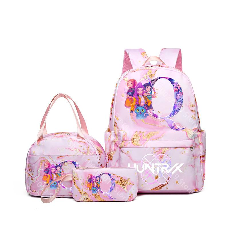 3pcs/set KPop Demon Hunters Girls Schoolbag Lunch Bag PencilCase Student Cartoon Backpack Bento Pouch Pen Bags School Supplies Gift