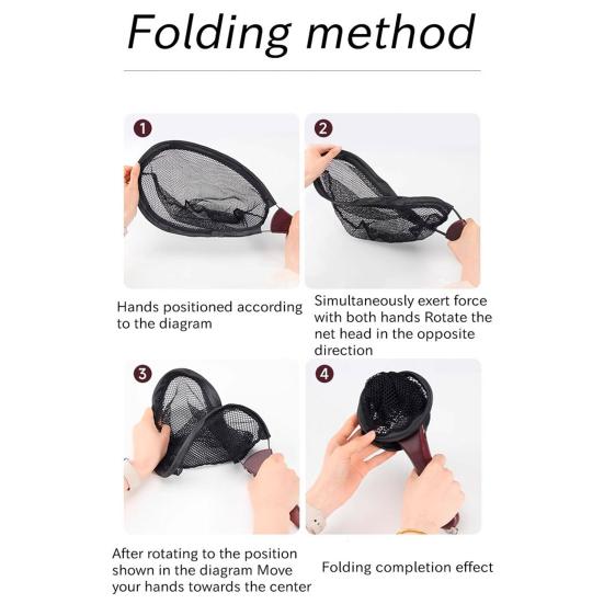 Fishing Net Bass Trout Landing Net with Wooden Handle Foldable Design Lightweight Portable Fish Catching Net