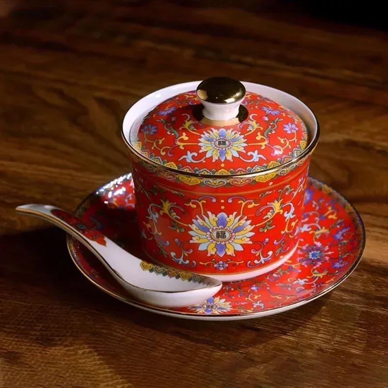 Эмалированный красный керамический обеденный сервиз Тарелки и блюда Китайские старинные тарелки и миски Бытовая посуда Поднос для сервировки столовой