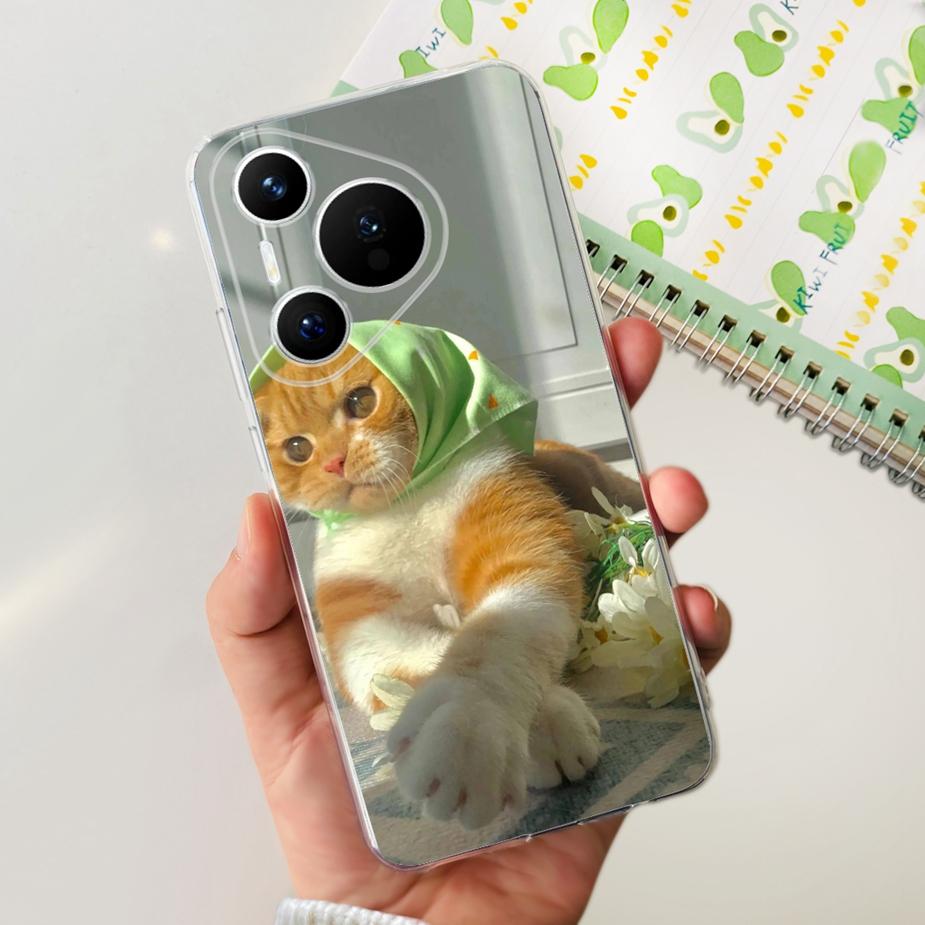 Чехол для Huawei Pura 70 Милый мультяшный расписной чехол Прозрачный силиконовый чехол для телефона Для Huawei Pura 70 Pro Plus Pura70 Pro + Мягкий чехол
