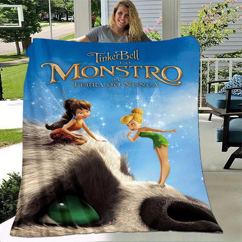 1pc Tinker Bell Printing Blanket - Soft, All-Season Throw for Office Blanket, | Personalized Gift with Adorable Cartoon Design