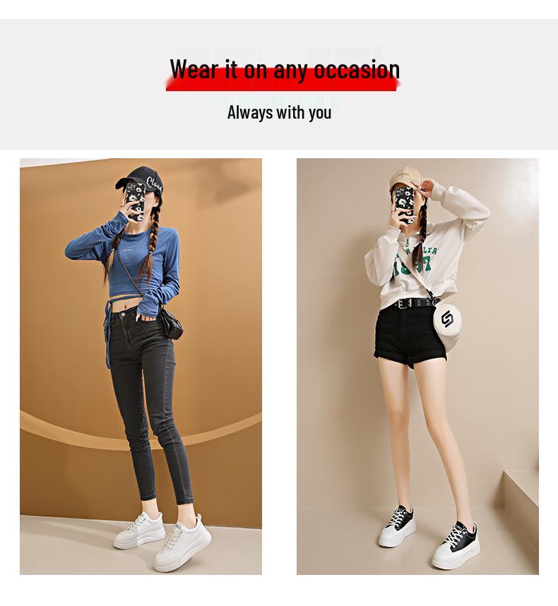 Женские осенние белые кроссовки на платформе 2024 года - Легкая, дышащая повседневная обувь с увеличением роста