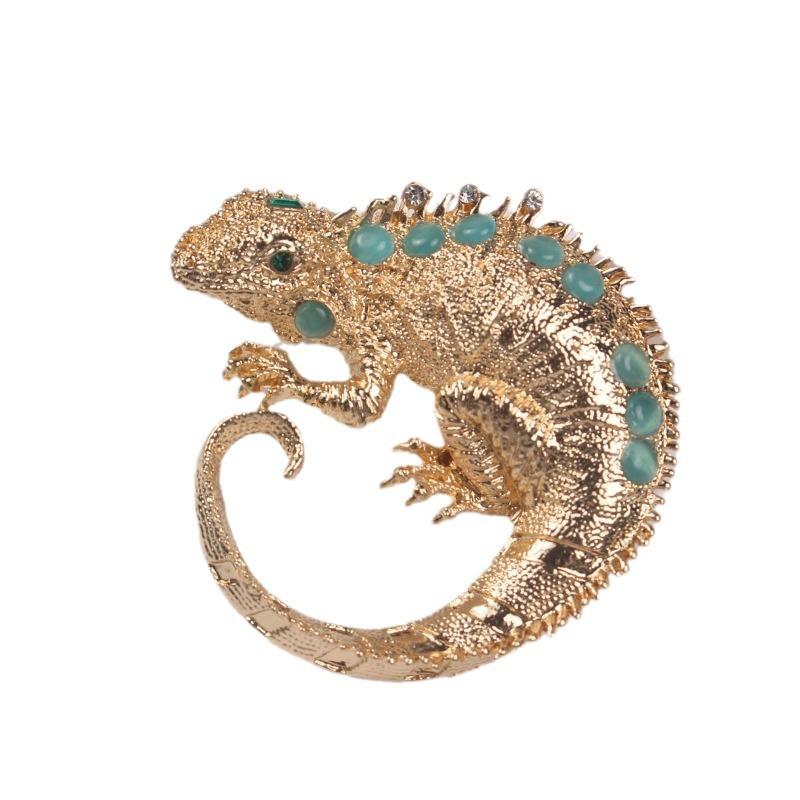Vintage Animal Brooch Rhinestone Personality Lizard Brooch With Accessories Chameleon Brooch