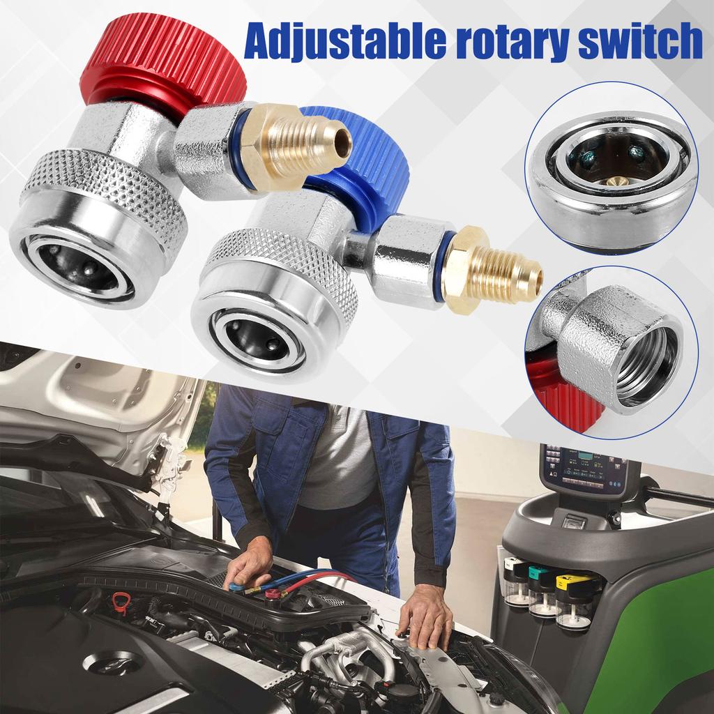 For R134A Quick Coupler Adapter with 1/4inch Male Flare High/Low Fitting Coupler Connector Replacement for Car Air Conditioner