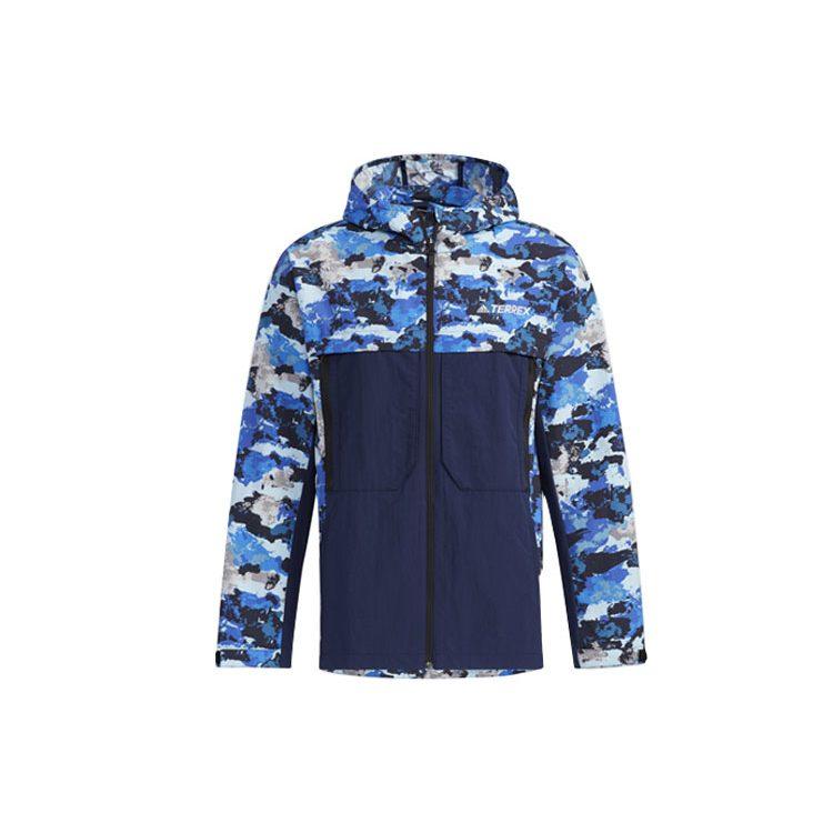 adidas Куртки Мужские Синие С Капюшоном Умеренные Прочие GN7595