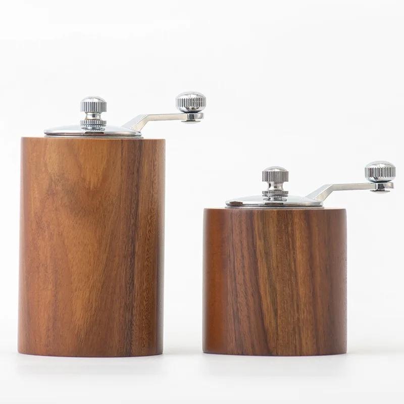 Wood Pepper Grinder Manual Flax Seed Grinder Pepper Mill Adjustable Coarseness Household Grinding Bottle Hand Crank Spice Mill