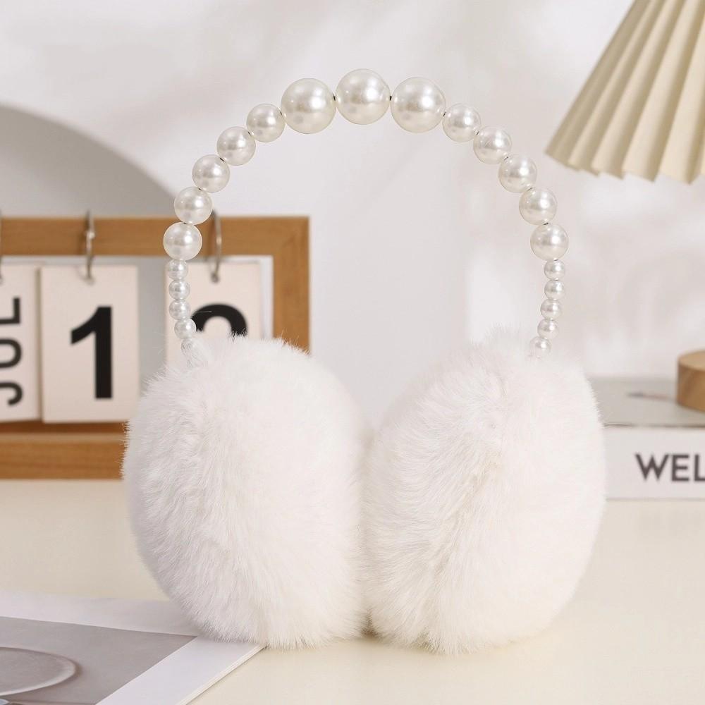 Soft Plush Ear Covers Anti-rabbit Fur Pearl Ear Protect Fashion Ear Muffs Women