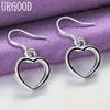 925 Sterling Silver Heart Dropped Earrings Fashion Jewelry