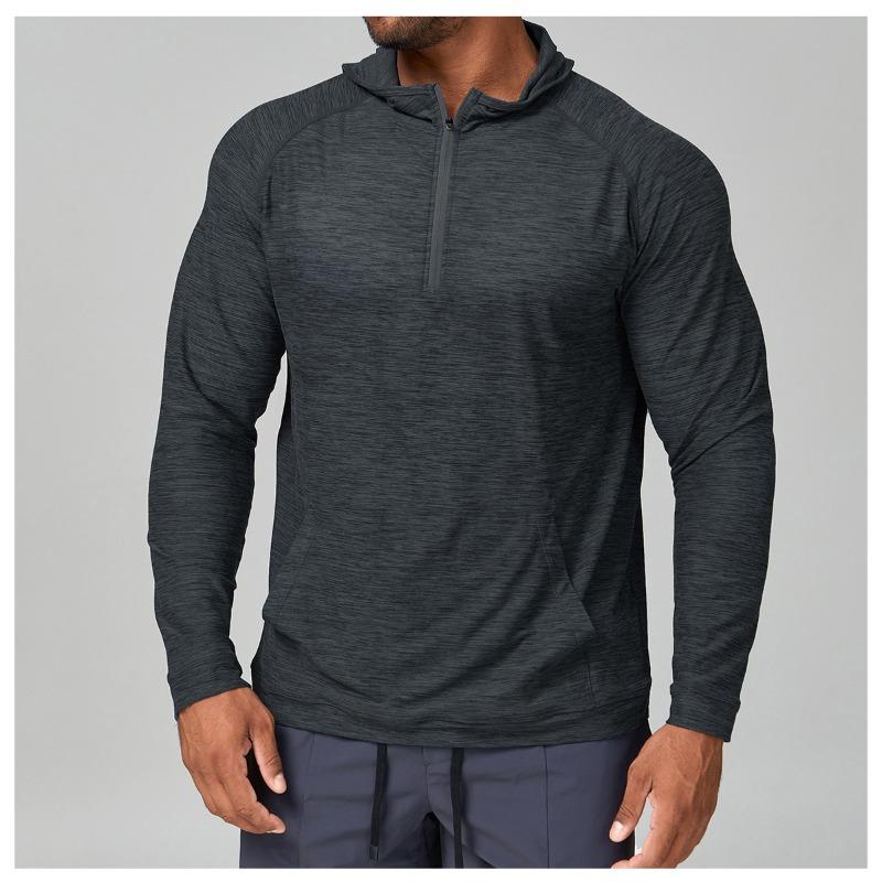 Mens Quick Dry Hooded Long Sleeve Fitness Running Outdoor Training Jacket