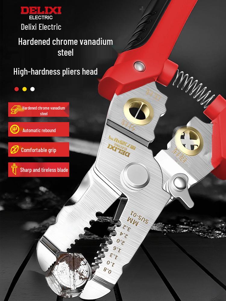 DELIXI Multifunctional Electrician Wire Stripper and Crimper Pliers