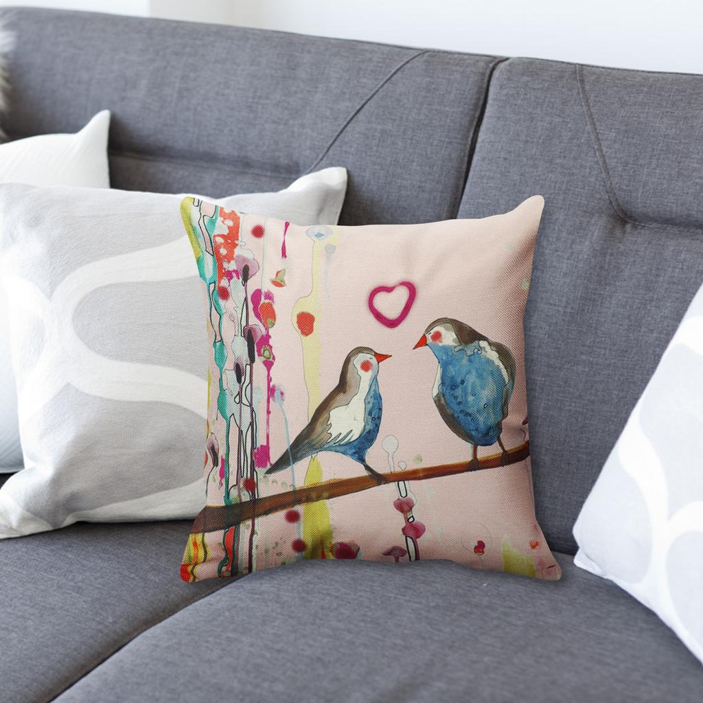 Древняя картина маслом птицы льняная наволочка наволочка подходит для автомобиля, дивана и домашнего использования