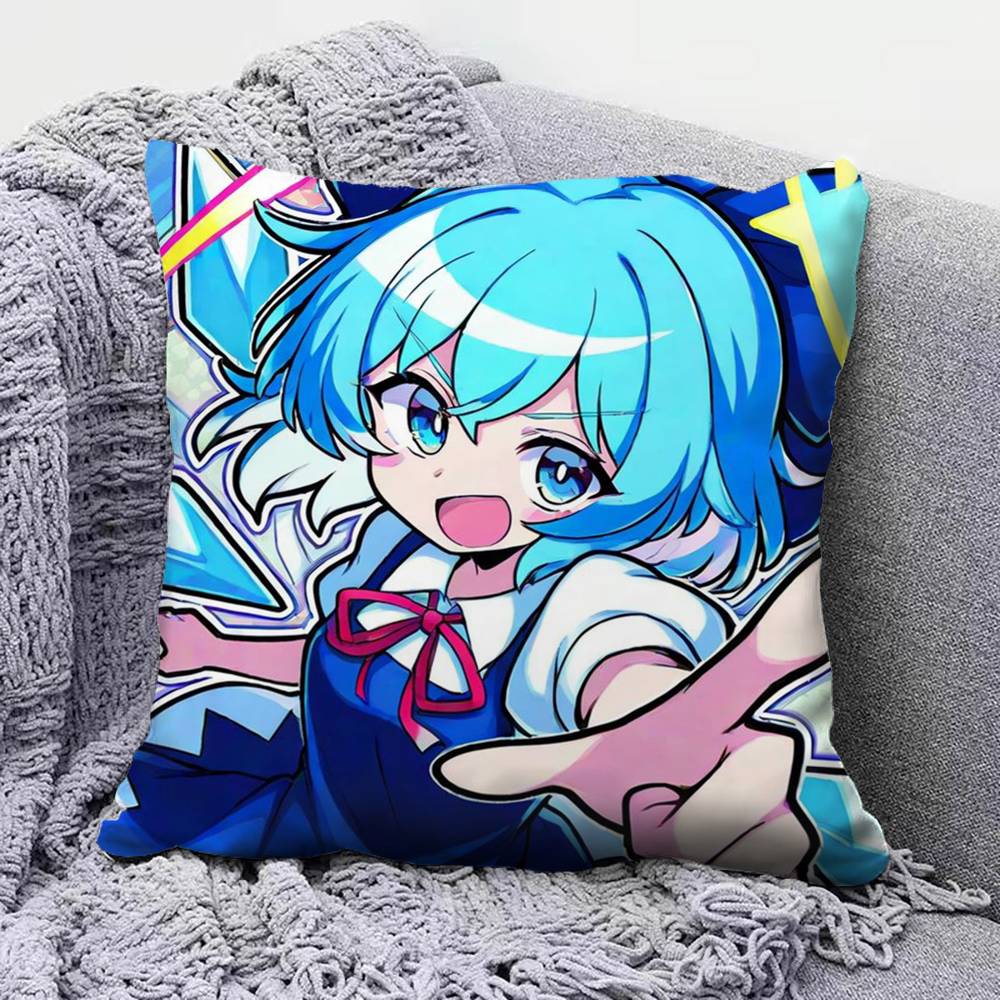 TOUHOU Project Cirno Cute Anime Girl Pillow Covers Home Sofa Cushion Covers and Aecorative Custom