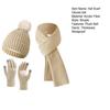 3Pcs/Set Women Winter Hat Scarf Gloves Set Solid Color Elastic Thickened Warm Brimless Hat Long Scarf Knitting Gloves Set