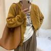 Knitted Cardigan Women's Fall Simple Literary Thickened Sweater Coat Casual Loose Button Up Jacket Coat