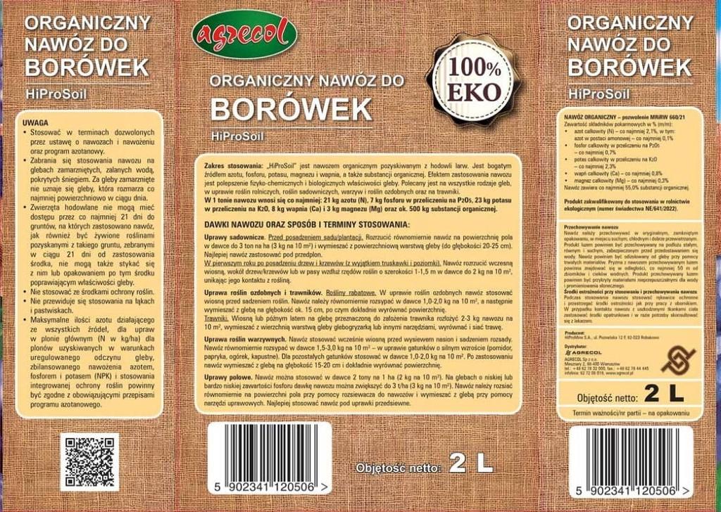 Organic fertilizer for blueberries and berry plants 2L HiProSoil