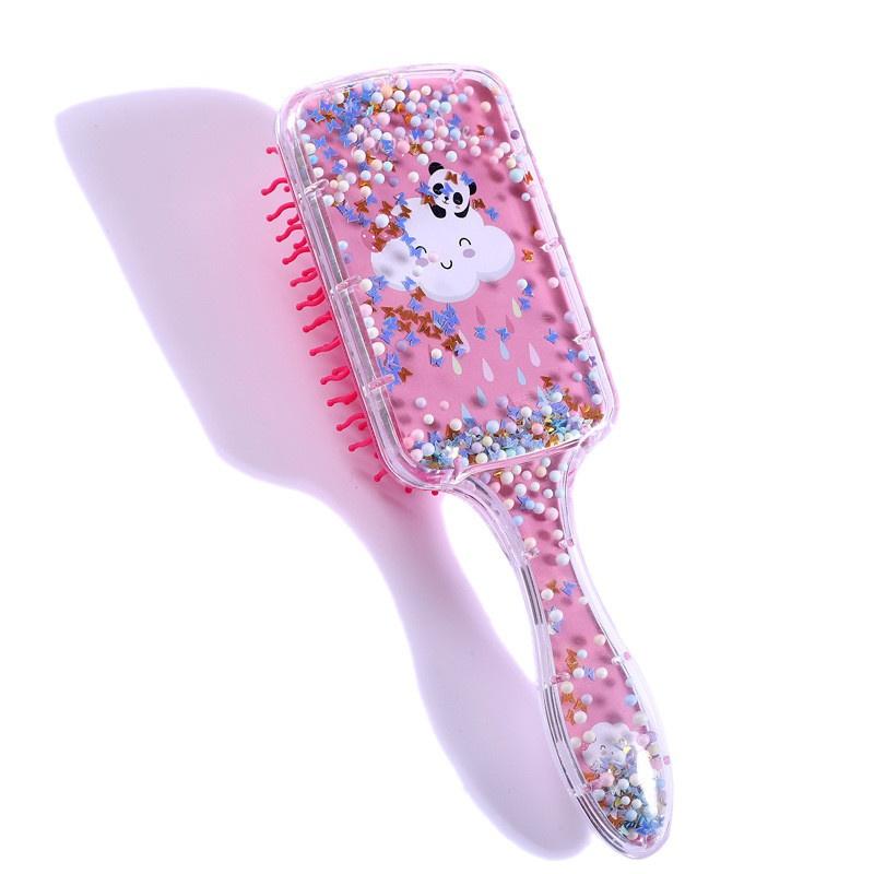 Children's Cartoon Unicorn Panda Rainbow Printing Airbag Foam Ball Transparent Hairdressing Plastic Comb Rainbow Comb