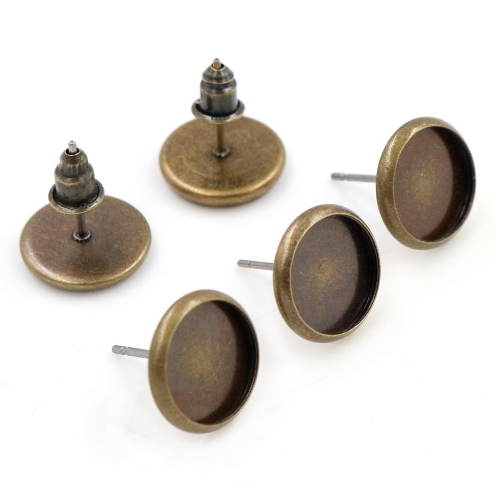 8/10/12mm 20pcs/lot 26 Colors Plated Earring Studs,Earrings Blank/Base,Fit 8-12mm Glass Cabochons,Buttons Earring Bezels