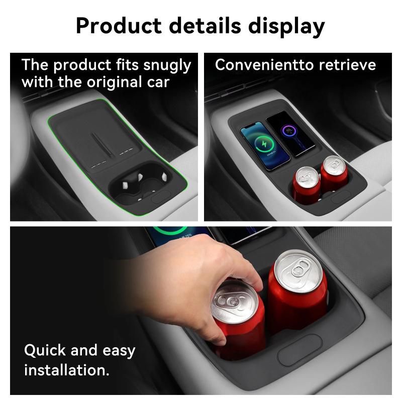Central Water Cup Holder Storage Box Tray for Xpeng P7+ 2024-2026 Wireless Charging Pad Phone Protective Mat Car Accessories