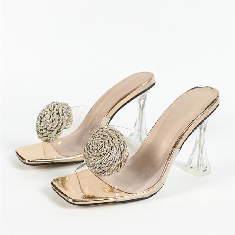 Liyke, большие размеры 43, 44, 45, прозрачные туфли на высоком каблуке, современные женские прозрачные сандалии, модные туфли с квадратным носком и стразами
