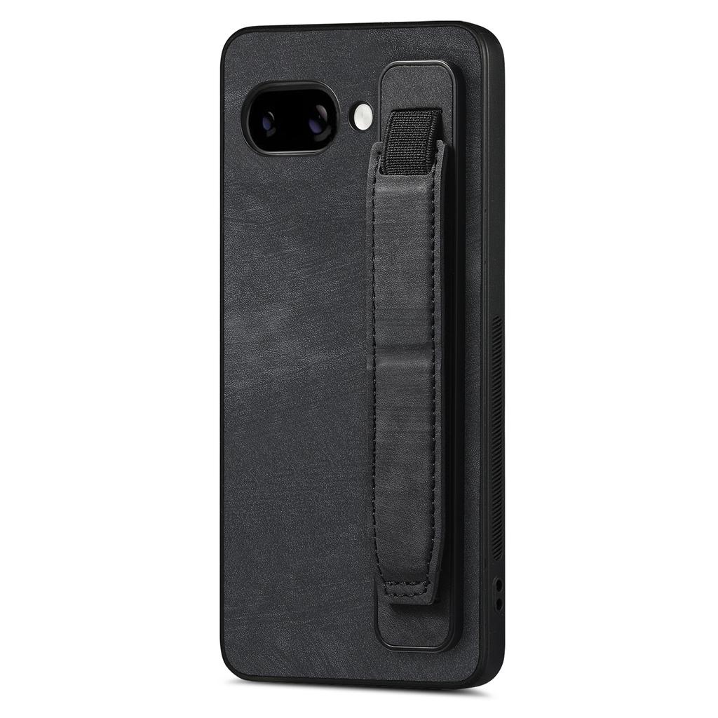 For Google Pixel 9a Case with Wristband Kickstand Leather+TPU Phone Cover