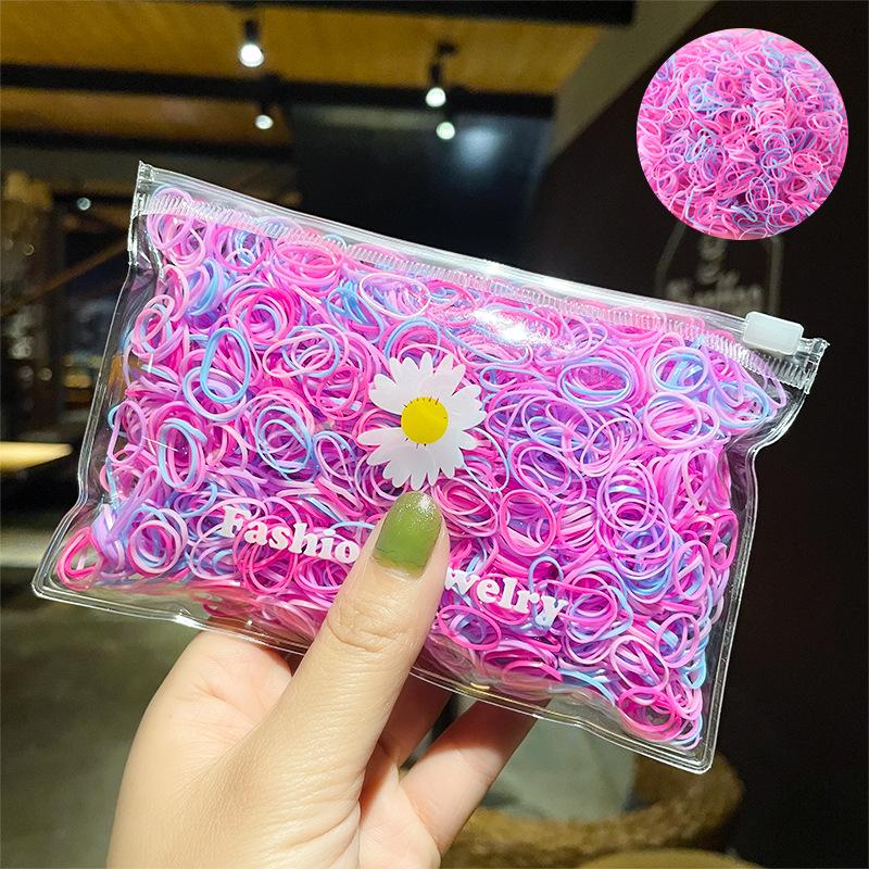 1000PCS Disposable Rubber Band Hairband For Children  Ponytail Hairs Ties Colourful Elastic Hair Bands Baby Hair Accessories