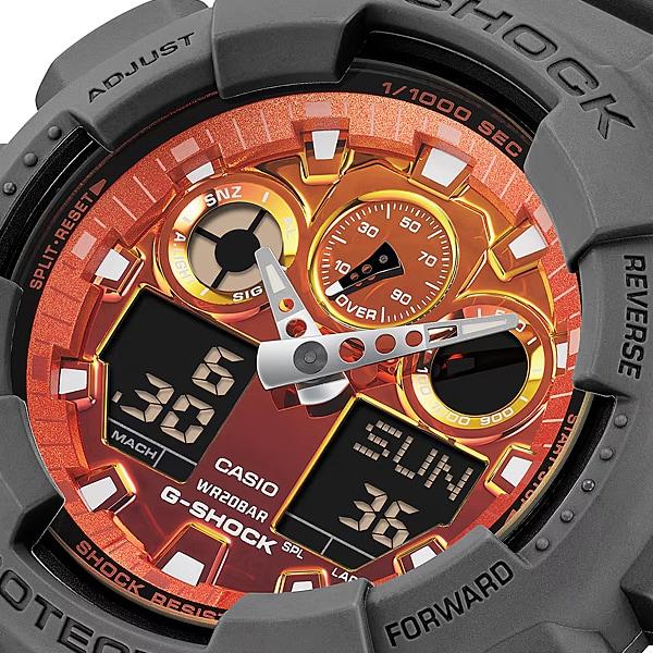 Casio Мужские часы G-SHOCK GA-100FL-8AJF [G-SHOCK Flame inside Series] Круглые часы Серая смола