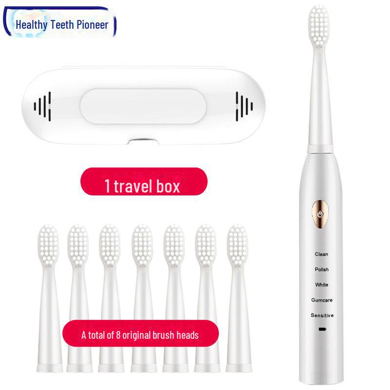 Набор электрических зубных щеток Jian: Аккумуляторные звуковые щетки для взрослых и пар, черные и белые - Бесплатная доставка