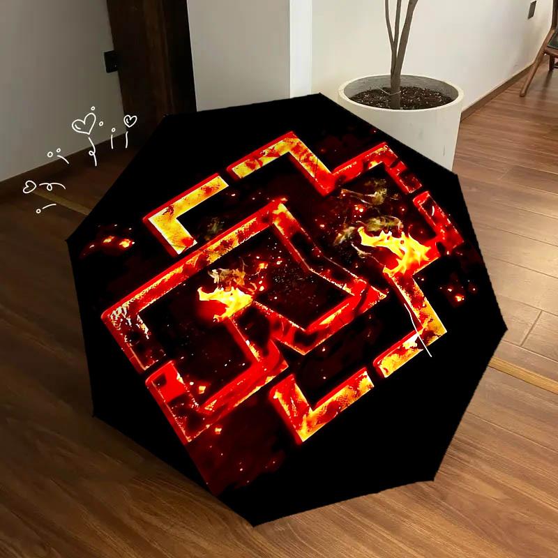1pc Flame Cross Rammstein Themed High-quality Umbrella,Automatic Opening and Closing Umbrella,Multi-functional Umbrella G0811012